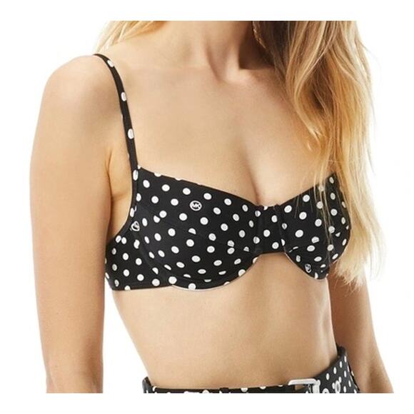 Michael Kors Black White Dot Underwire Bikini Top XS NWT - Picture 1 of 5
